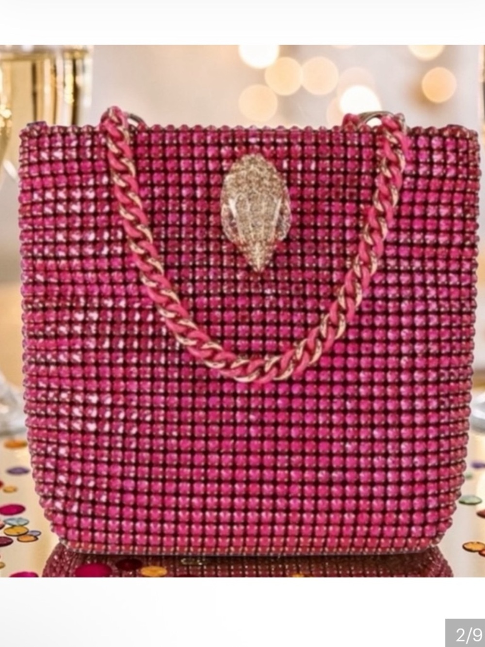 Kurt Geiger Barbie Pink Crystal Mini Shoulder Bag with Gold Accent (NWT)